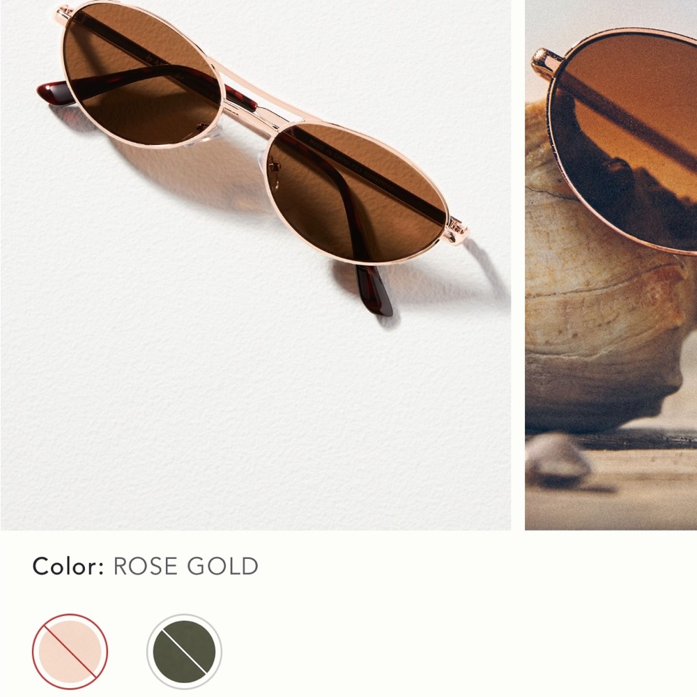 Anthropologie oval Aviator Rose Gold Sunglasses
